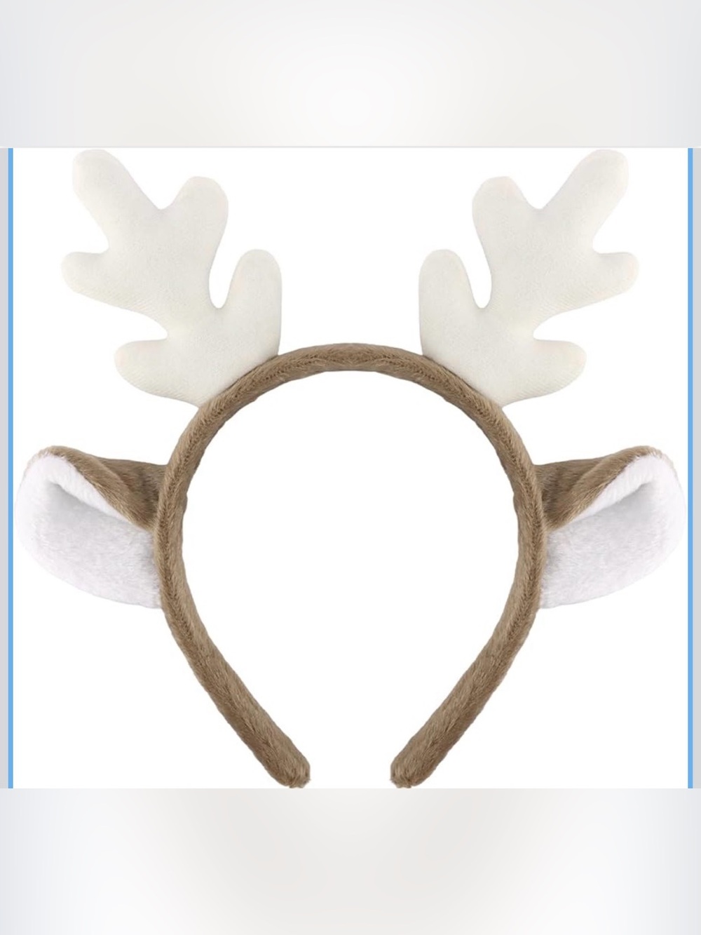 Kids Brown and White Reindeer Antler Headband - Festive Costume Accessory